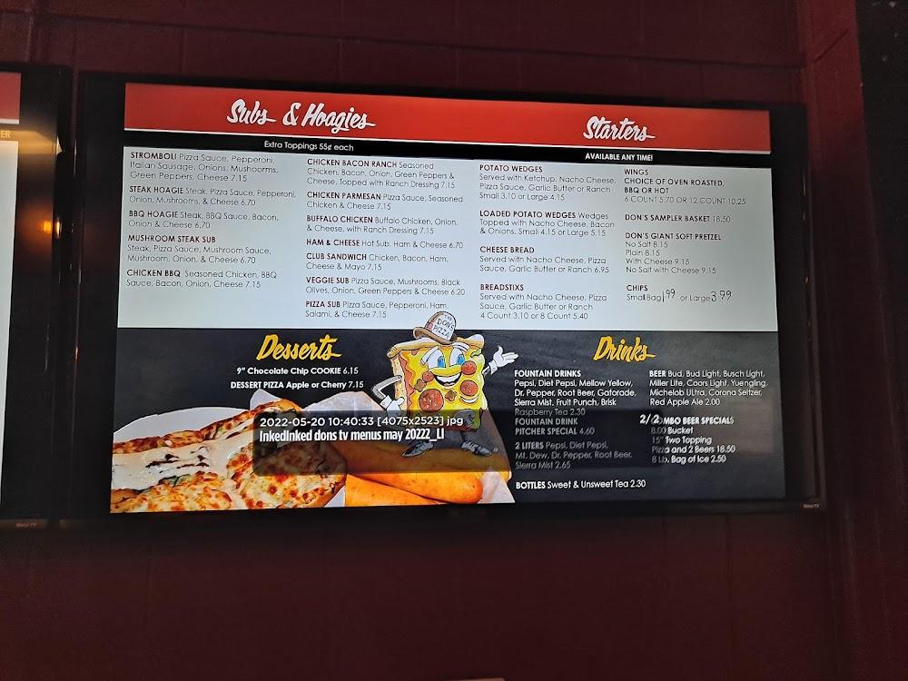 Don's Pizza Menu image 3